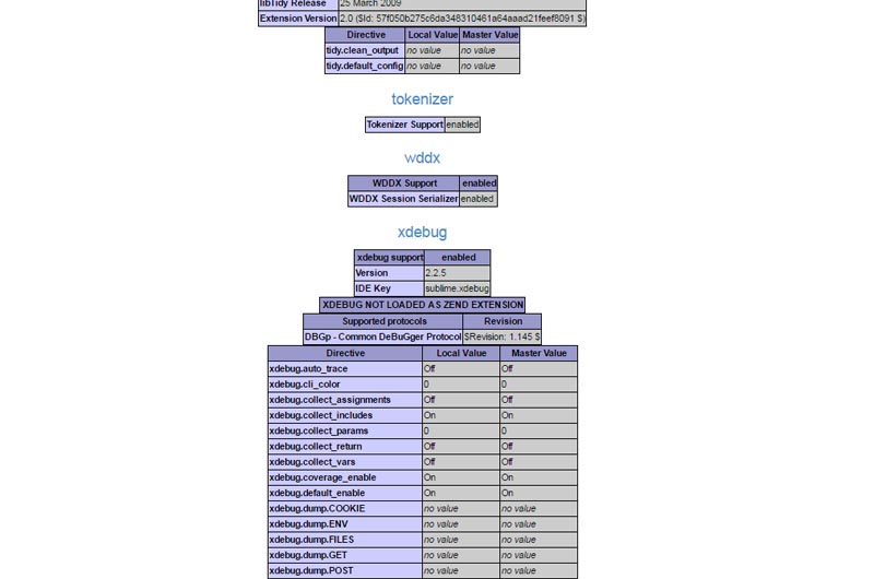 mamp xdebug informations