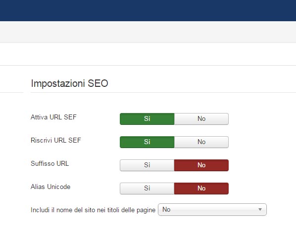 Joomla! abilitare SEF URLs